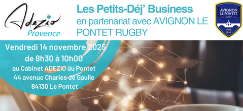 Petit-Déj Business le vendredi 14 Novembre 2025 en partenariat avec Avignon - Le Pontet Rugby
